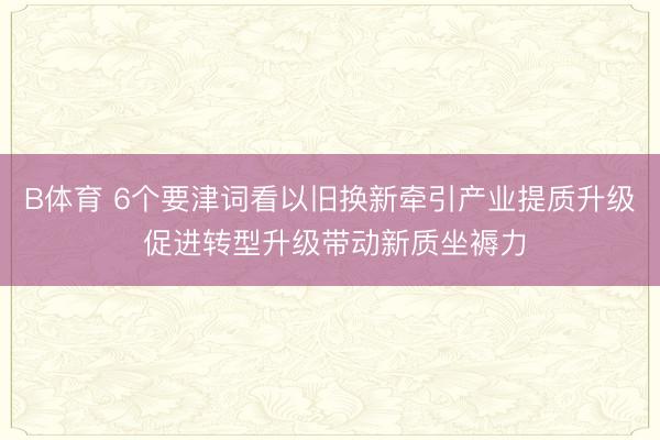 B体育 6个要津词看以旧换新牵引产业提质升级 促进转型升级带动新质坐褥力