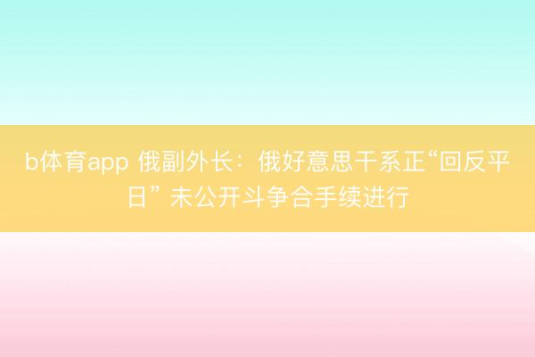 b体育app 俄副外长：俄好意思干系正“回反平日” 未公开斗争合手续进行