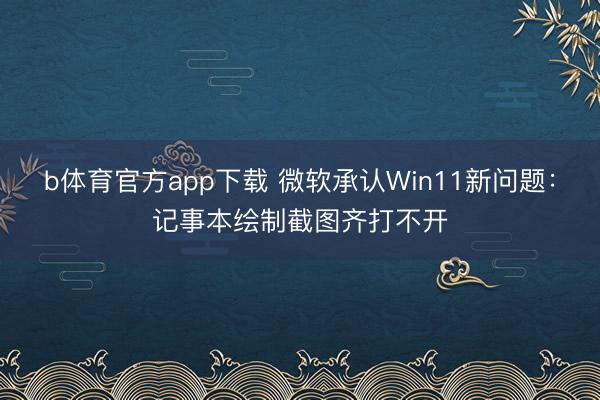 b体育官方app下载 微软承认Win11新问题:记事本绘制截图齐打不开