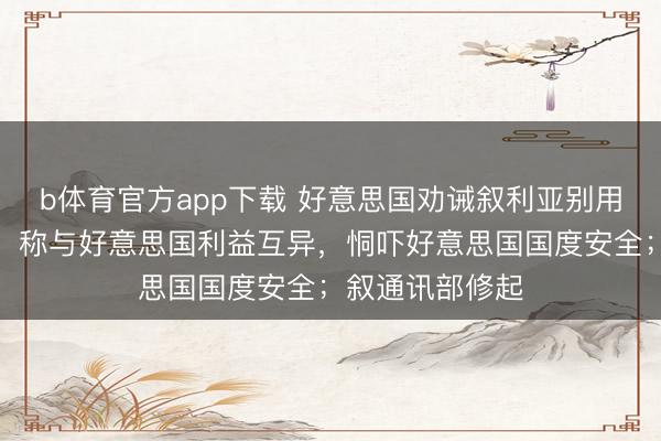 b体育官方app下载 好意思国劝诫叙利亚别用中国电信本事,称与好意思国利益互异,恫吓好意思国国度安全;叙通讯部修起