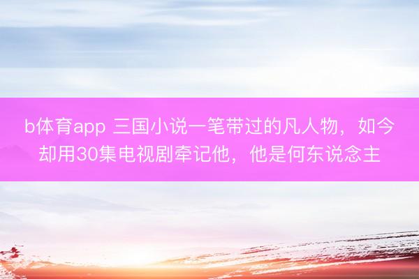b体育app 三国小说一笔带过的凡人物,如今却用30集电视剧牵记他,他是何东说念主