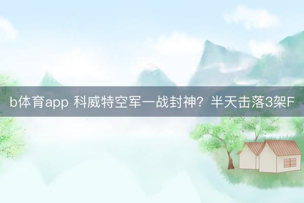 b体育app 科威特空军一战封神?半天击落3架F