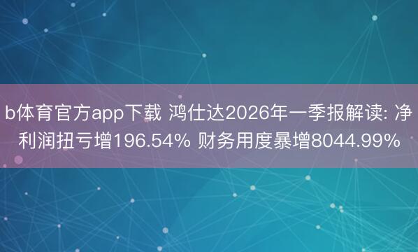 b体育官方app下载 鸿仕达2026年一季报解读: 净利润扭亏增196.54% 财务用度暴增8044.99%