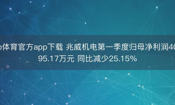 b体育官方app下载 兆威机电第一季度归母净利润4095.17万元 同比减少25.15%