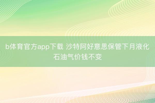 b体育官方app下载 沙特阿好意思保管下月液化石油气价钱不变